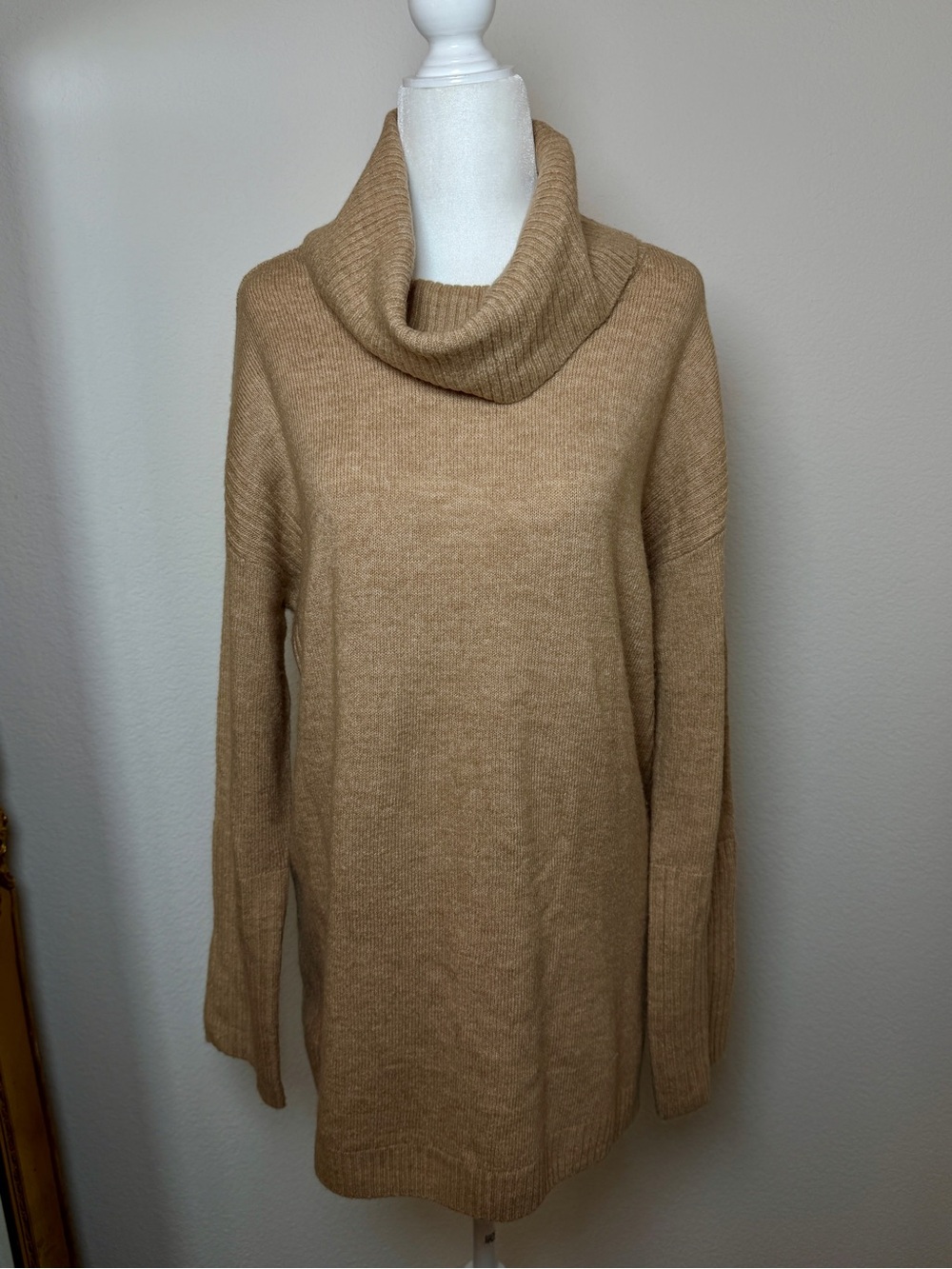 Loft by Ann Taylor Cozy Cowl Neck Oversized Sweater Tunic - Camel